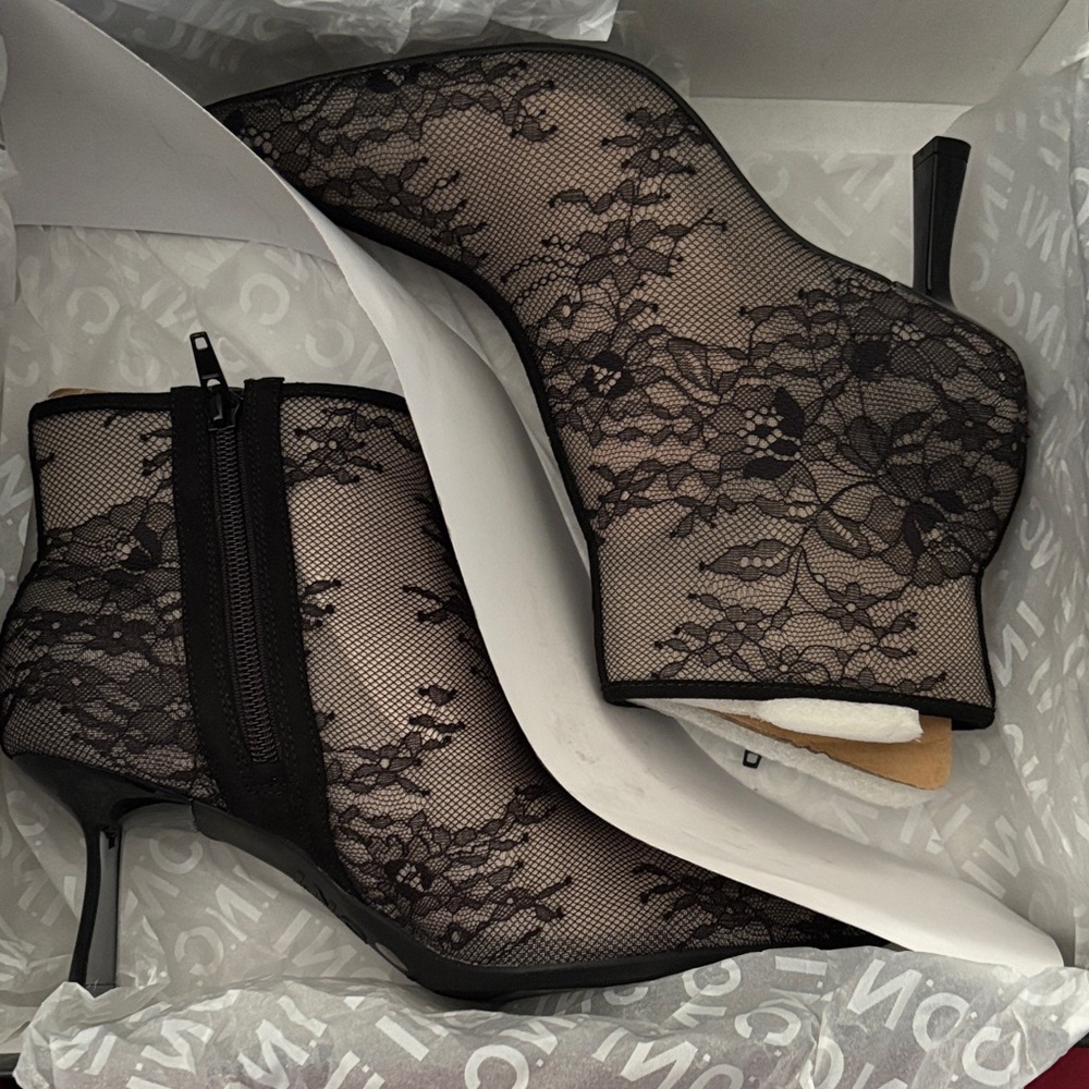 INC International Concepts Black Lace Stiletto Boots